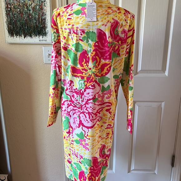 Women’s Brightly Colored Tunic/Coverup with Floral Print, size large NWT - Picture 3 of 4